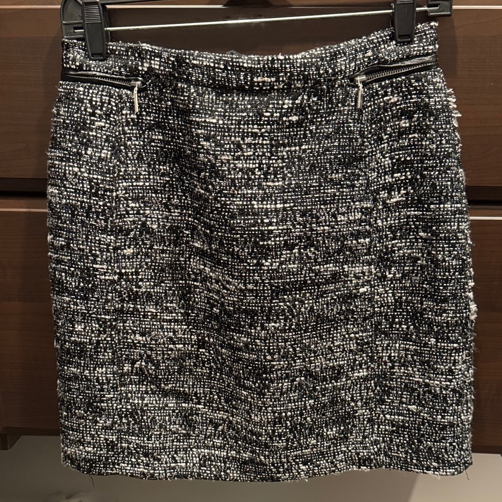Elegant Black and White Tweed Skirt